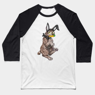 Bobtail BunnyCat: Chocolate Tabby (Black) Baseball T-Shirt